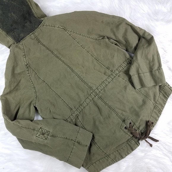 Anthropologie HeiHei Olive Lace Anorak Jacket - Picture 2 of 5